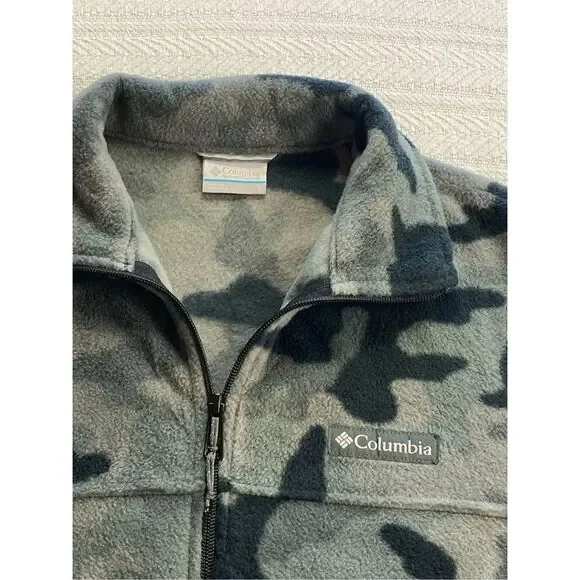 COLUMBIA Mens MEDIUM Steens Mountain Camo Black/Gray Full Zip Jacket - Picture 2 of 14